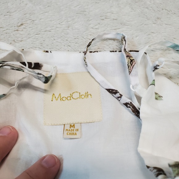 Modcloth White Nature Fauna Butterfly Artsy Romantic Preppy Maxi Dress M - Picture 13 of 14